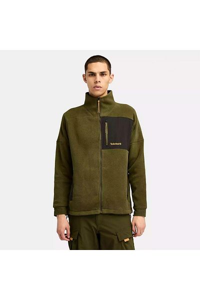 Timberland سترة Polartec Mix Media Green-S من الصوف للرجال - سحاب كامل TB0A6Y 563021