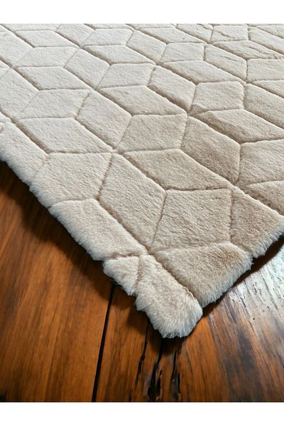 Prizma Comfort Diamond No:1 - Washable 2-Piece Bathroom Rug and Mat |   Milk Coffee - (60X100) (50X60) cm