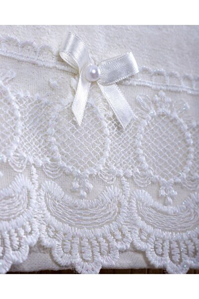 AYHANHOME 6'lı %100 Pamuklu Kadife Dantelli Güpürlü Fiyonklu Çeyizlik 30x50 Mutfak Havlusu