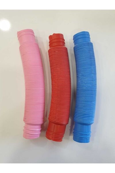 ZEKİCE OYUNCAK Pop Tubes Mavi-kırmızı-pembe 3 Adet Renkli Uzayan Borular