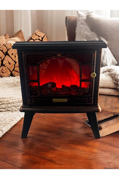 AKSADAN Dekoratif usb li led ışıklı Elektirikli Odun ve Ateş Görünümlü Gece Lambası Mini Şömine