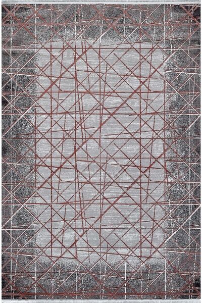 Royal Halı Elite Qe05c 160x230 Gri Antrasit Kiremit Modern Desen Halı