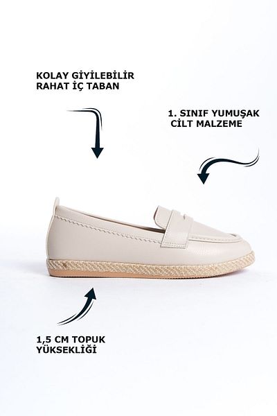 Limeo Cream Skin Flat Low Sole Casual Moccasin Loafer Women's Shoes