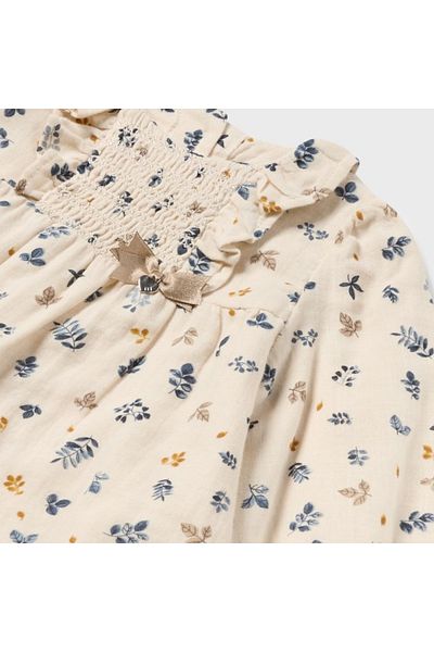 MAYORAL Ecru Baby Girl Floral Cotton Shirt - L25k2195