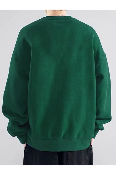 PALPİTO Ανδρικό φούτερ με στάμπα Nefti Green BackWoods - Crew Neck