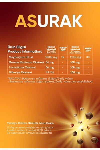 MDC ASURAK Kırmızı Kantaron, Magnezyum Sitrat, Levistikum, Biberiye 30 Tablet