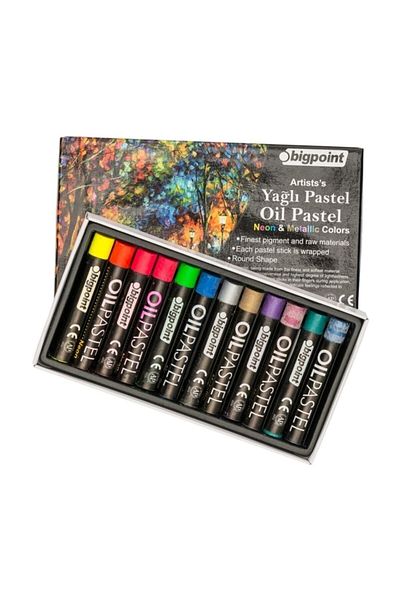 Bigpoint Artists` Oil Pastel Paint Metallic And Neon 12 Colors
