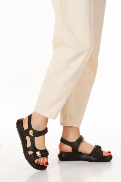 bakka shoes Black Women's Double Band Velcro Orthopedic Sandals