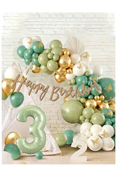 BİDOLUMUTLULUK Küf Su Yeşili Doğum Günü Kutlama Konsept Seti Parti Eğlence