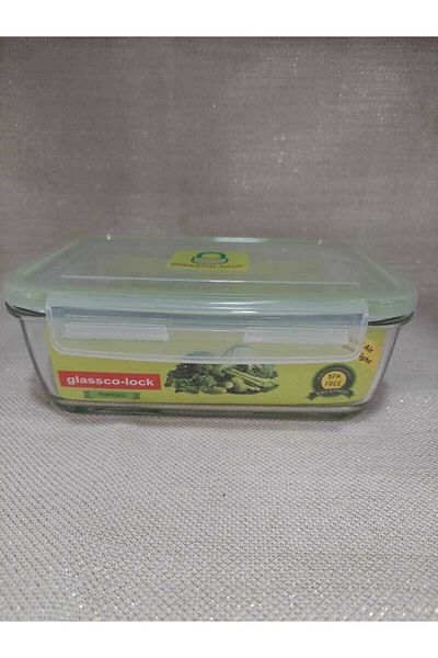 Glassco Lock Glass Green Storage Container 1220cc 21x15x7cm Tempered Bpa Free Locking Easy Use 1 Piece