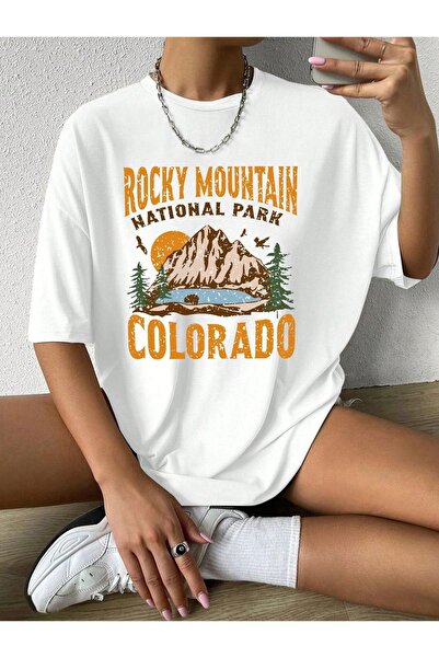 Jose Clothing Tricou alb din bumbac supradimensionat - decolteu, maneca scurta, imprimat