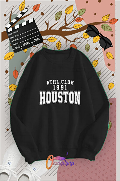 oneagılyazı هيوستن مطبوعة طاقم الرقبة البلوز