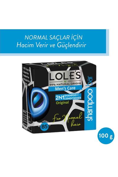 Lole's Erkekler Için Katı Şampuan Ve Saç Kremi, 100g, %99 Doğal Vegan Günlük Kullanım, Saç, Sakal, Vücut