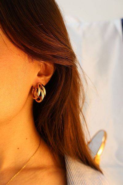 JEWELRY Gold Trend Earrings - Intertwining Hoop