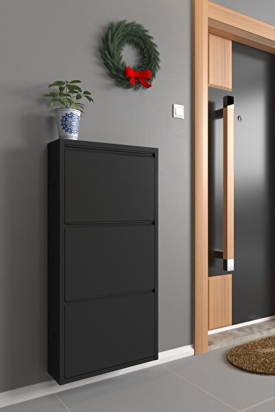 formood Üçlü Metal Ayakkabılık Siyah