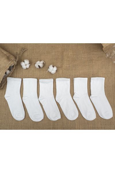 Mudizone 6 Pairs of Unisex White College Socks