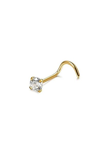 agbtasarım Cerrahi Çelik Zirkon Taşlı Altın Burun Hızma