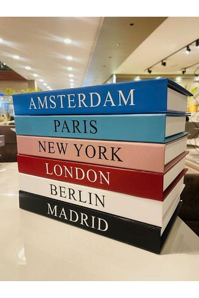 CREARTHOME 6 City Decorative Book Box - 30X20X4 cm
