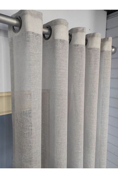 Evcimenhome Rustic Tulle Eyelet Metal Encapsulated Foldet Linen 180Cmx230Cm Color:Gray