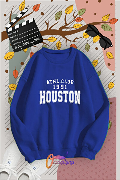 oneagılyazı هيوستن مطبوعة طاقم الرقبة البلوز