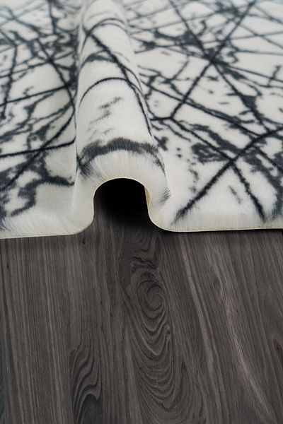 Prizma Marble, Non-Slip, Washable Single Bathroom Rug, Mat| White