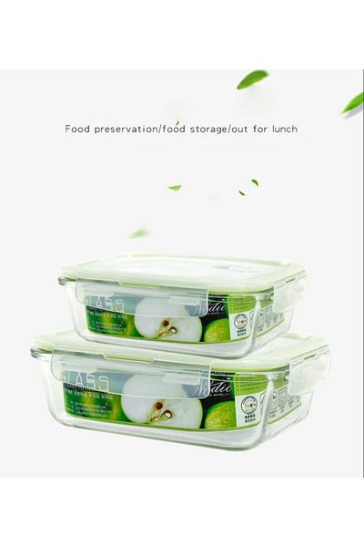 Glassco Lock Glass Green Storage Container 1970cc 24x17 Height 8cm -lock Tempered Bpa Free 1 Piece