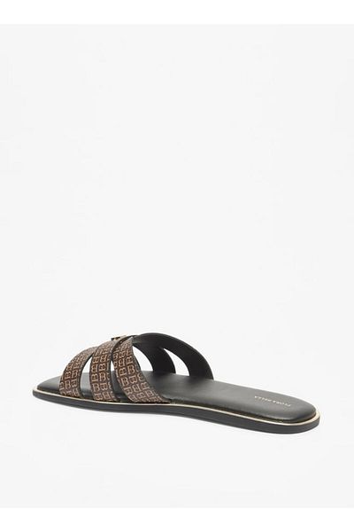 Flora Bella by Shoexpress Flora Bella Monogram Print Slip-On Sandals