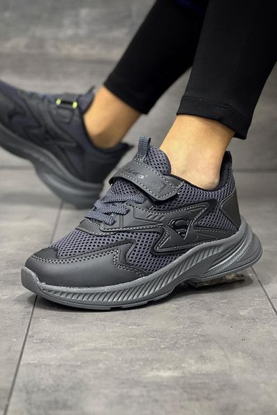 BOUIS Dětské kouřové černé jednoduché suché zipy flexibilní lehké prodyšné unisex síťované tenisky sportovní boty