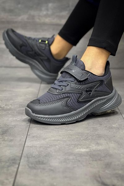 BOUIS Dětské kouřové černé jednoduché suché zipy flexibilní lehké prodyšné unisex síťované tenisky sportovní boty