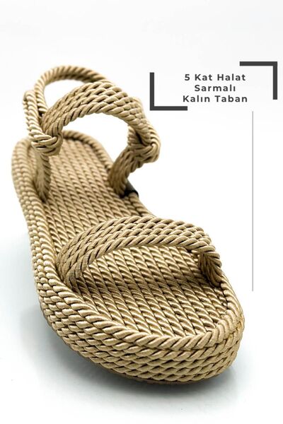 Moda Anna Five Layers Wrapped Rope Women's Sandals Summer Sandals Nut