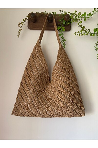 ÖZÜM HOME Hasır renk kağıt ip çanta, Kağıt ip çanta, omuz çantası