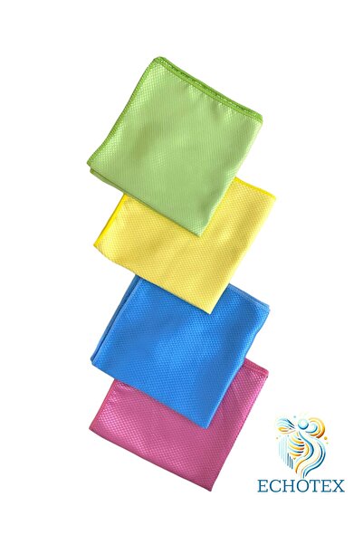 ECHOTEX 4 قطع قماش من الألياف الدقيقة مقاس 40x40 - تنظيف الزجاج والشامل، نمط ...