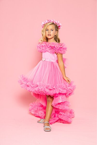 MONİTA Girl's Evening Dress with Tail Detail