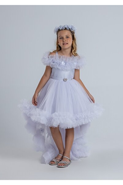 MONİTA Girl's Evening Dress with Tail Detail