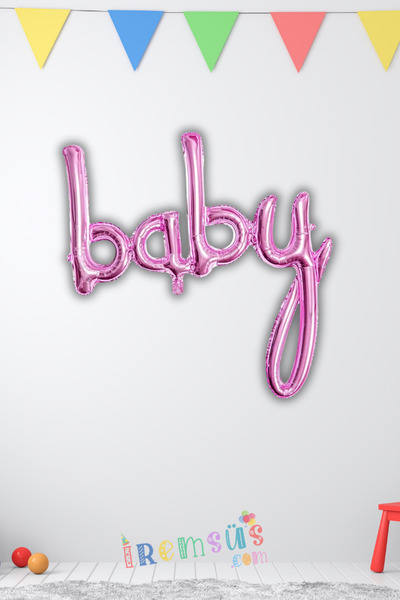 mypartyready Baby El Yazılı Pembe Renk Folyo Balon 100 Cm Yeni Doğum Ve Cinsi...