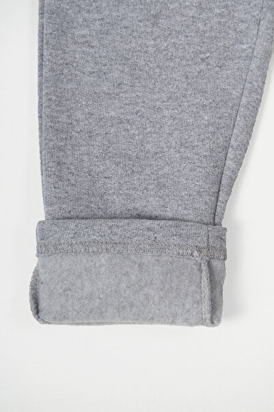COMEOR Gri Kalın Pamuklu Beli Lastikli Yan Cepli 5-6-7-8-9-10-11-12 Yaş Erkek Çocuk Eşofman Altı Cmrc98