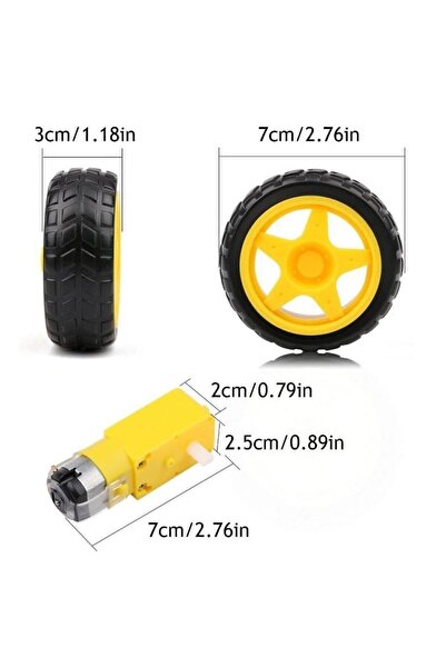 Arduino (4 Adet) Akıllı Robot Arduino 6V 250 Rpm DC Motor Ve Tekerlek Seti