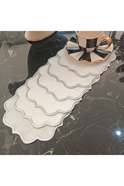 LASETU Silver Framed Cocktail Napkin Presentation Napkin 6 Pieces