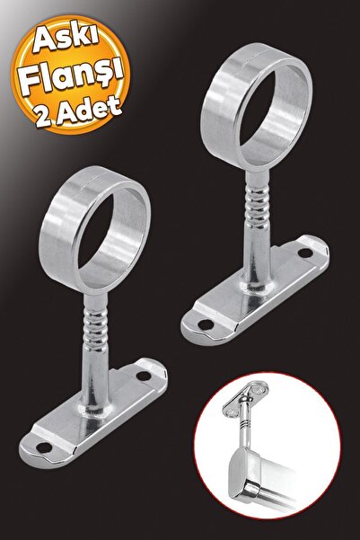 Badem10 Askı Flanşı Oval Boru Dolap Içi Boru Sabitleme Elbise Askı Flanşı Aparatı Krom 75x25 Mm (2 ADET)