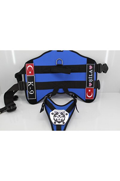 MgTasma Kişiye Özel, Isimli K9 Köpek Tasması, Göğüs Ve Sırt Tasması Seti Renkli