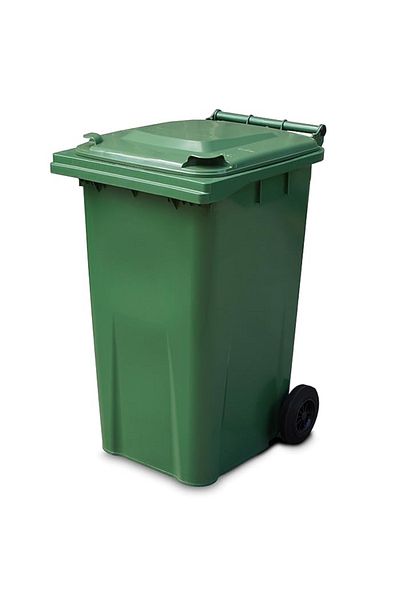 MCK Plus 240 Liter Green Plastic Garbage Container Set - Heat Resistant Brushed Material