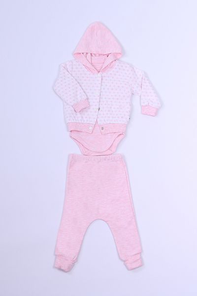 HÇM 3-Piece Hooded Printed Set with Zibin for Baby Girl - B85