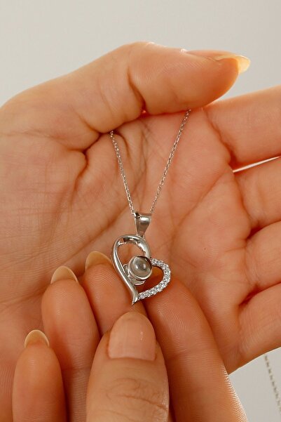 Silvano Jewelry 925 Ayar Gümüş 100 Dilde Seni Seviyorum Yazılı Projektör Kolye