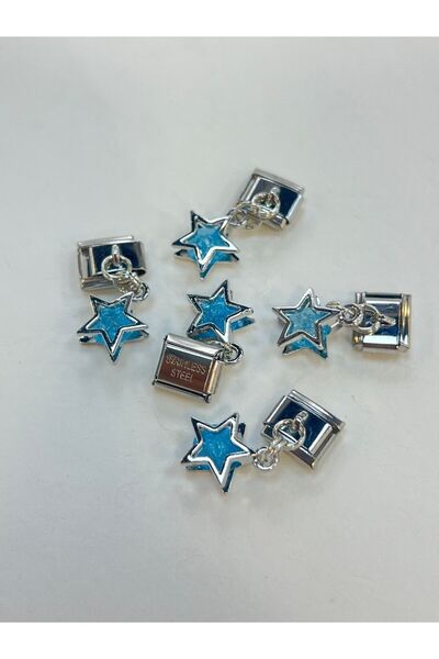 ilvesa shop Nomi Yıldızlı Geometrik Desenli 1 Adet Italyan Charm