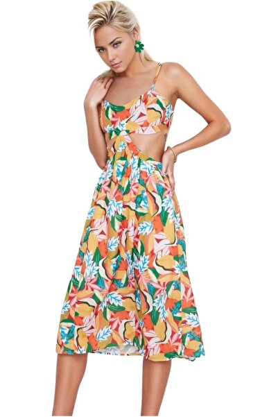 Cassime Πορτοκαλί λουράκι γυναικείο φόρεμα για πάρτι - Λεπτομερές σχέδιο