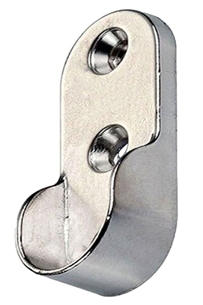 Badem10 Mobilya Boru Askı Flanşı Oval Gardırop Dolap Içi Borusu Elbise Askı Aparatı Krom 30 Mm (2 ADET)