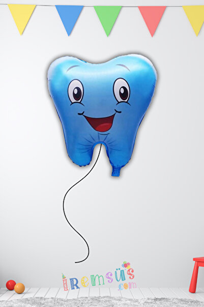 mypartyready Erkek Bebek Ilk Dişim Partisi Folyo Helyum Balon Mavi Renk 24'' Dişim Çıktı Partisi Diş Buğdayı Süsü