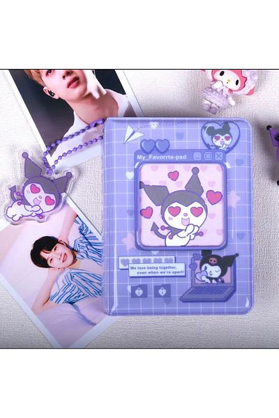 synshop Kuromi Köstebek Kawai Kpop Card Holder Binder Photo Album Multi-Purpose