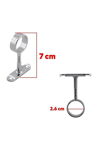 Badem10 Askı Flanşı Oval Boru Dolap Içi Boru Sabitleme Elbise Askı Flanşı Aparatı Krom 75x25 Mm (2 ADET)