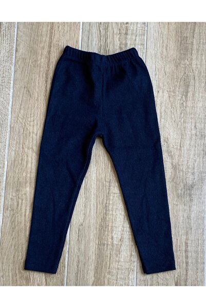 BİLGENS BUTİK Corded Navy Blue Children's Winter Leggings - 95% Cotton